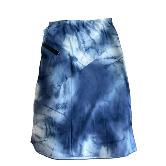 CARBON38 NWT Blue Tie-Dye Midi Skirt Y2K Style Boho Chic Cool Girl Bohemian Sz L - Picture 2 of 5